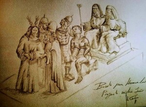 Boceto del Misterio de Jesús de la Caridad ante Caifás